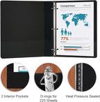 Comix D-Ring Basic View Binder 1 inch 3 Ring Binders, 2.4mm-Thick, Hold 225 - Image 2