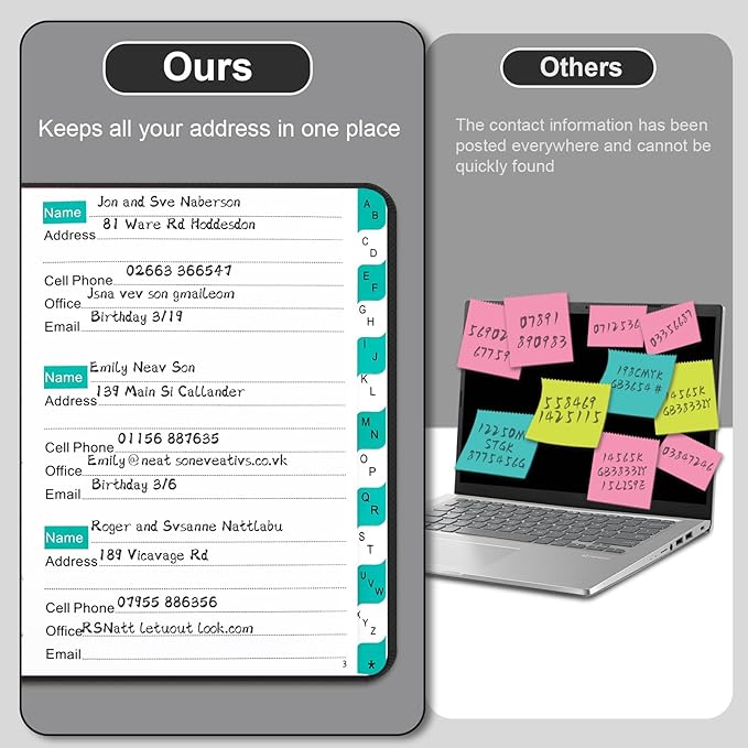 Address Book with Alphabetical Tabs, Portable Address Telephone Book, Hardcover - Image 5