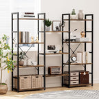 NUMENN Triple Wide 4 Tier Bookshelf, Adjustable Rustic Industrial Style - Image 4