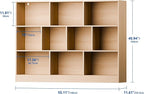 Cozy Castle Oak Bookshelf, 3-Tier Open Shelf Bookcase, 10 Cube Storage Organizer - Image 2
