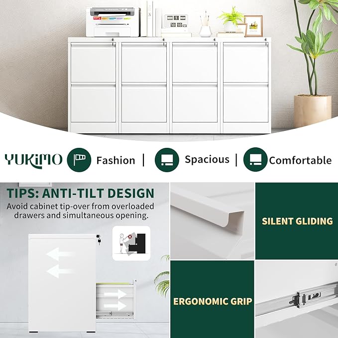 Yukimo 2 Drawer File Cabinet for Home Office, Vertical File Cabinet - Image 6
