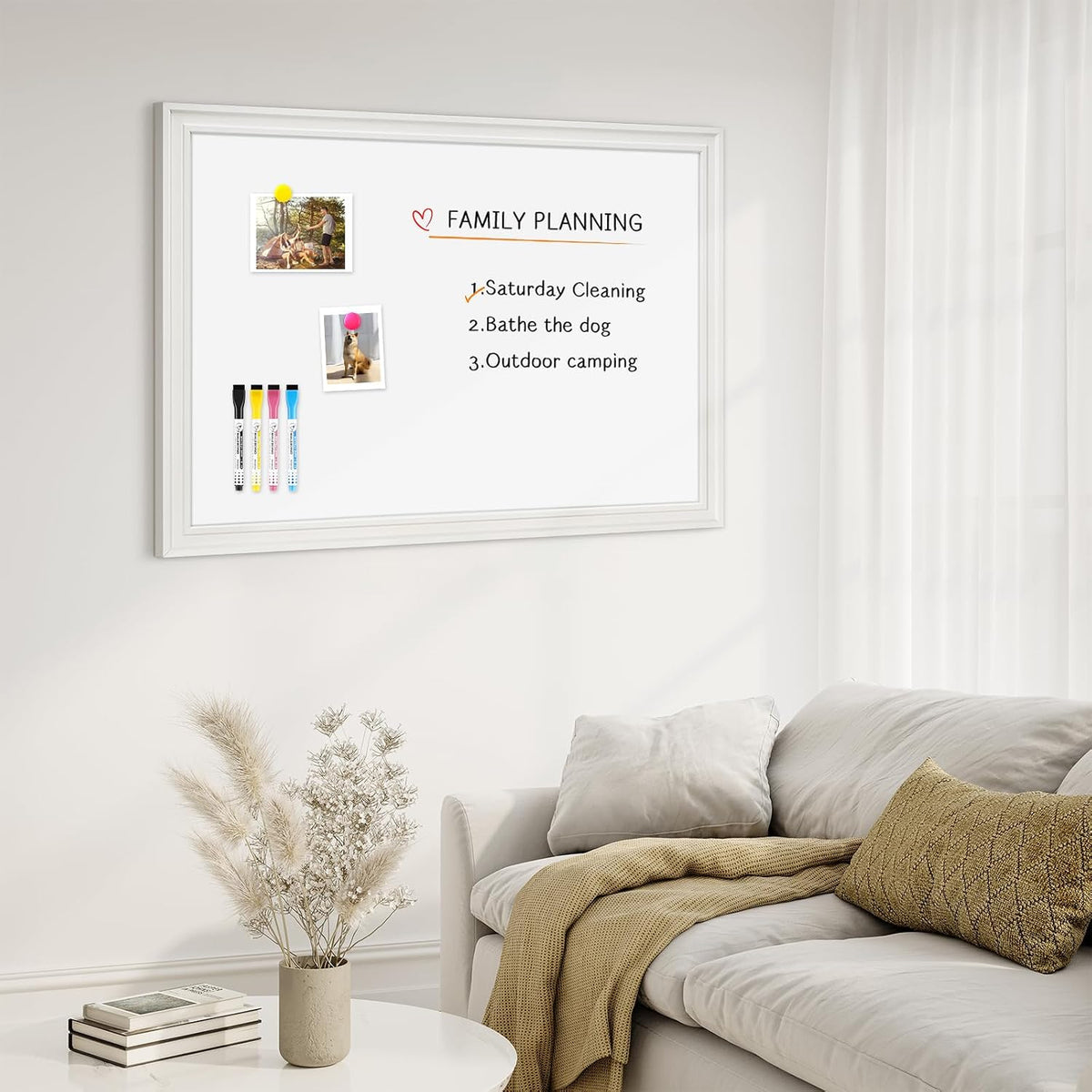 4 THOUGHT Dry Erase Board, 24" x 18" Magnetic Whiteboard, White