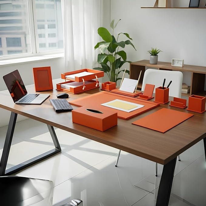 RitPin Luxury Executive Leather Desk Organizer Set – 11-Piece Office Desk - Image 2