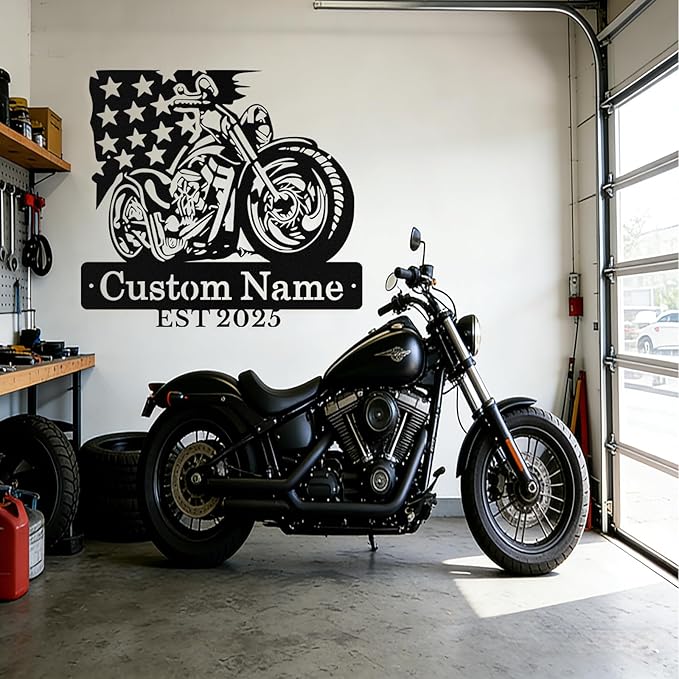 Custom US Flag Motorcycle Metal Signs Personalized Biker Name Sign Custom - Image 8