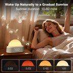 wake up light sunrise alarm clock, digital alarm, close-up detail
