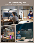 36w led desk lamp with clamp, dual-head architect, front angle view