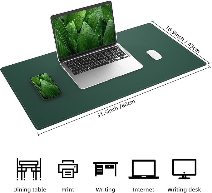 AFIING Dual-Sided Desk Pad, Natural Cork & PU Leather, Desk Mat Protector - Image 2