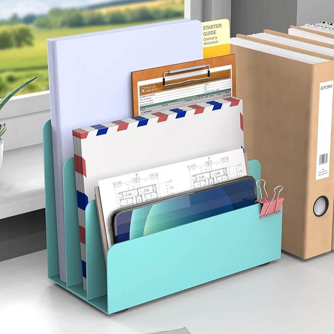 OUTIOE Mail Organizer Countertop, Small Desk File Organizer, Metal File Holder - Image 5