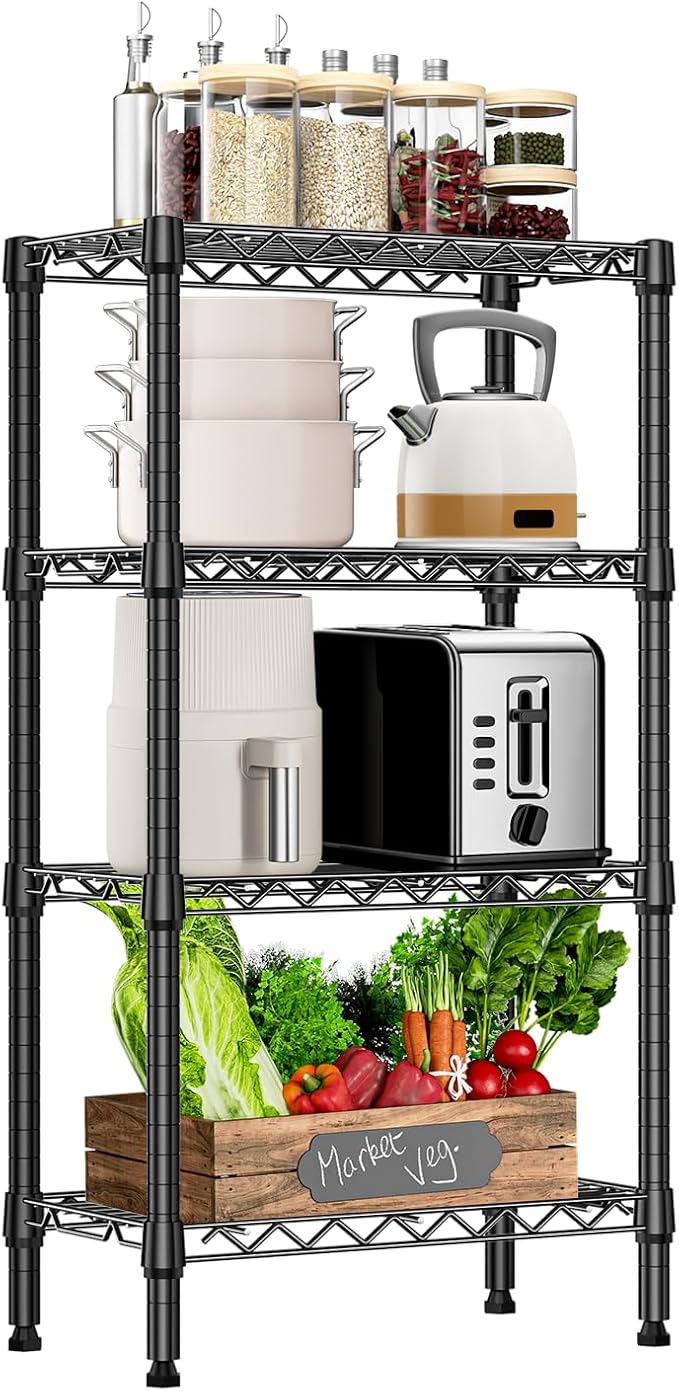M MZG 1000 lbs 4 Tier Shelf Metal Storage Shelves Wire Rack Closet Organizers by MEIGAOPLASTICANDMETALHKCOLIMITED