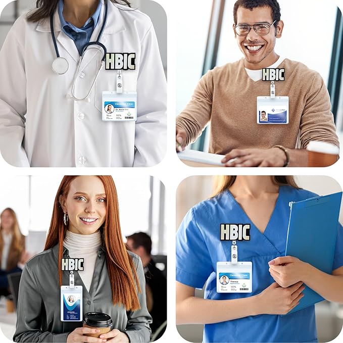 HBIC Funny Badge Reel | Retractable ID Card Sarcasm Badge Holder | Name Tag - Image 3