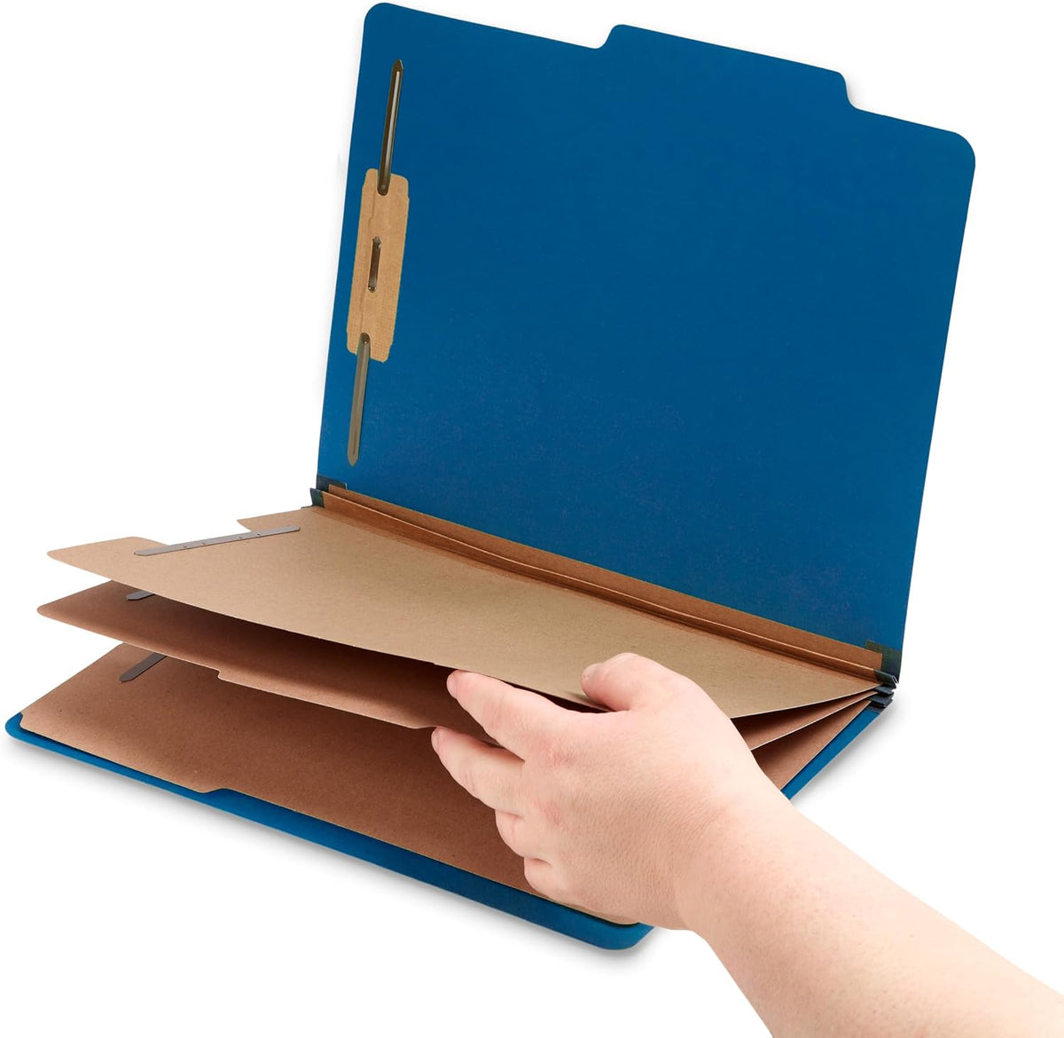 Blue Summit Supplies 10 Blue Classification Folders, 3 Divider, Letter | Heavy duty 25pt blue pressboard, 3 dividers, 2 in expansion, 2 prong, medical records and client files