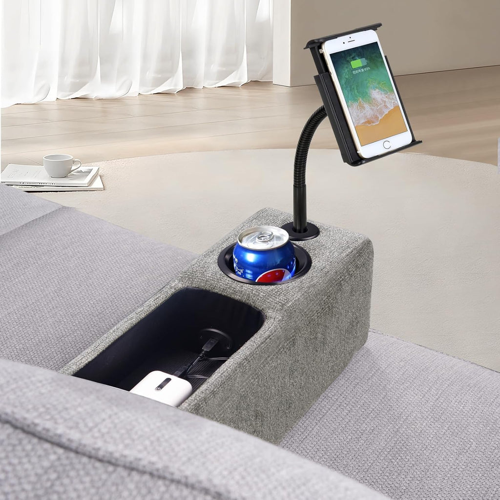 Multifunctional Sofa Armrest, Couch Armrest with Wireless Charge Stand, Removable Couch Caddy with Storage,Including LED Reading Light