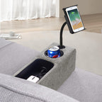 Multifunctional Sofa Armrest, Couch Armrest with Wireless Charge Stand, Removable Couch Caddy with Storage,Including LED Reading Light
