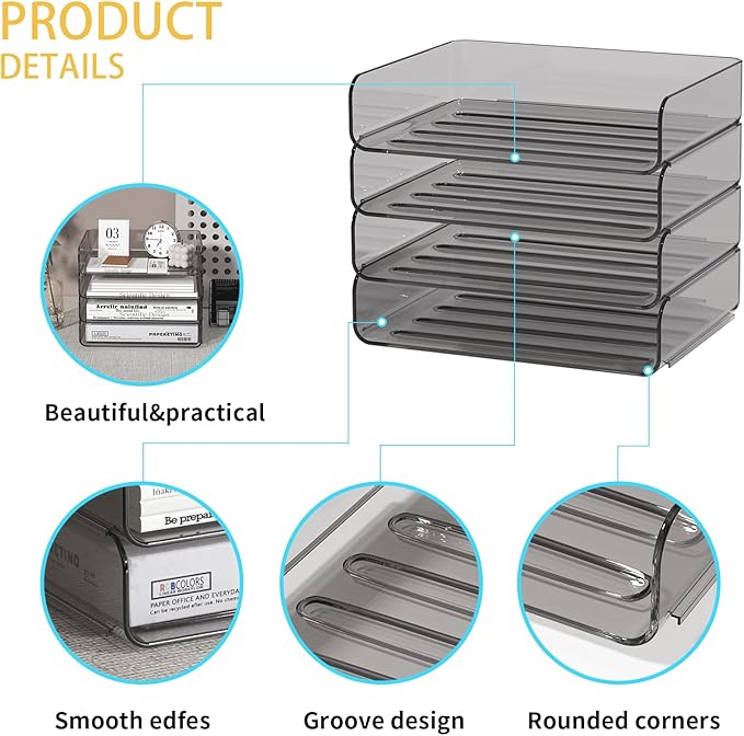 FANXIYQ 4-Tier Acrylic Paper Tray Organizer - Image 3