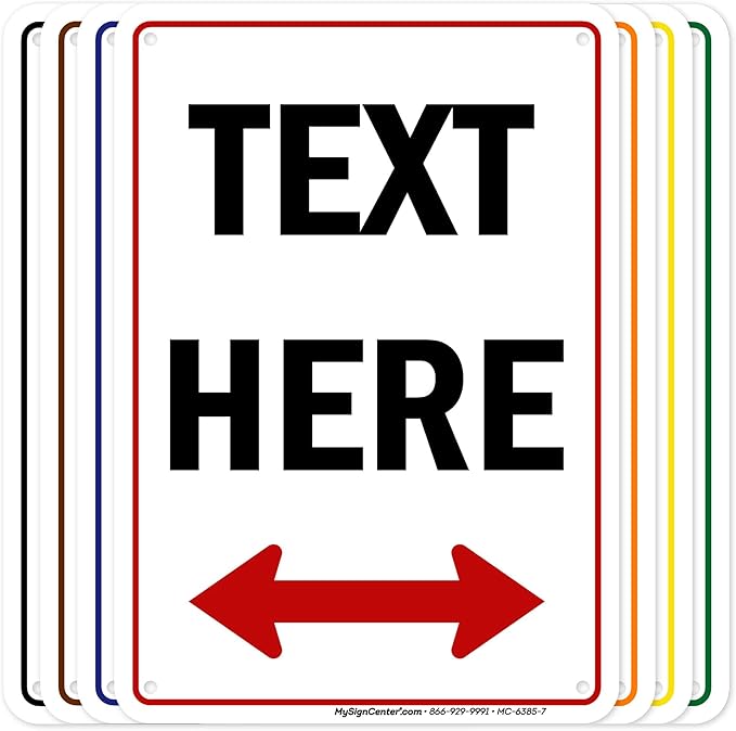 Custom Arrow, Custom Directional Sign, Two Way Arrow, 7x10 Inches, 55 mil thick by MySignCenter
