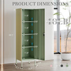 Green Metal Locker Cabinet, 59.1" Lockable Storage Locker for Employees with Adjustable Shelves, Locking File Cabinet Door for Office, School, Gym, Garage