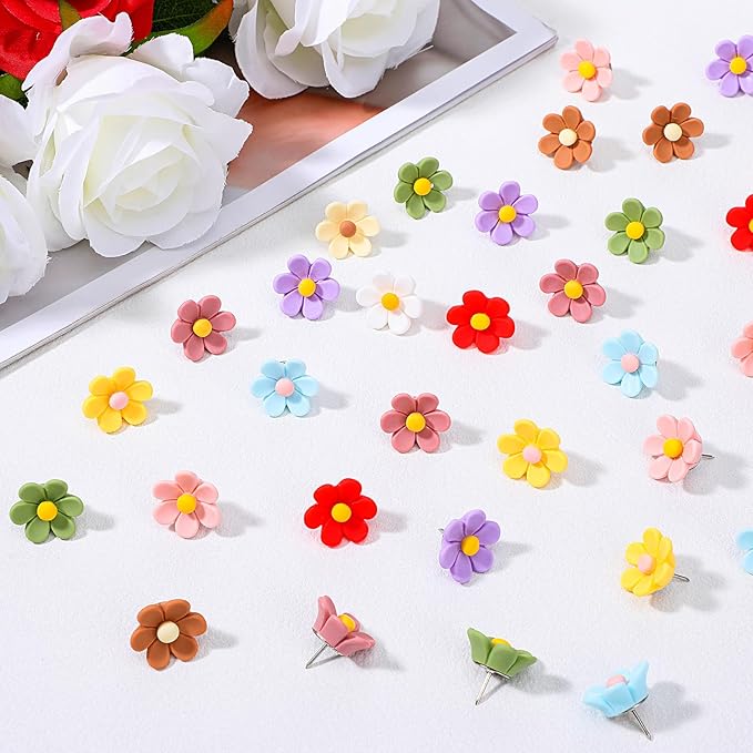 50Pcs Flower Push Pins for Cork Board Decorative Cute Push Pins for Bulletin - Image 7