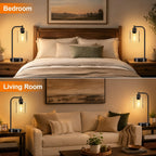 set of 2 industrial touch control table lamps on a desk or shelf