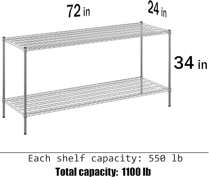 Regal Altair 24" Deep x 72" Wide x 34" Height Wire Shelving Kit | 2-Tier | NSF - Image 3