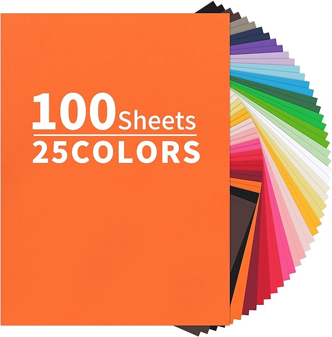 100 Sheets Colored Cardstock 25 Colors by UnclePaul
