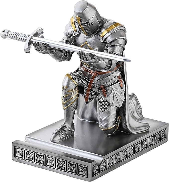 NCQIXIAO Medieval Templar Vanguard Officer Knight Pen Holder Pen Stand Desk by NCQIXIAO
