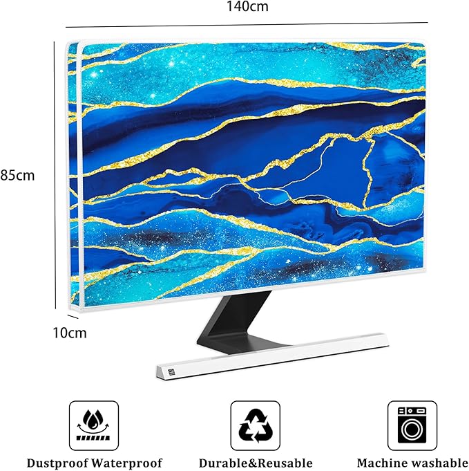 Baocicco Royal Blue Marble Waterproof TV Cover 58, 60 Inch Creative Design - Image 2