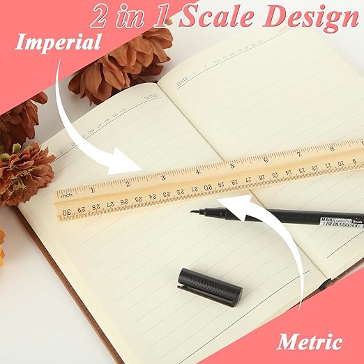 QTLCOHD 144 Pack 12 Inch Wooden Ruler, Pine Wood Measuring Rulers Bulk - Image 5