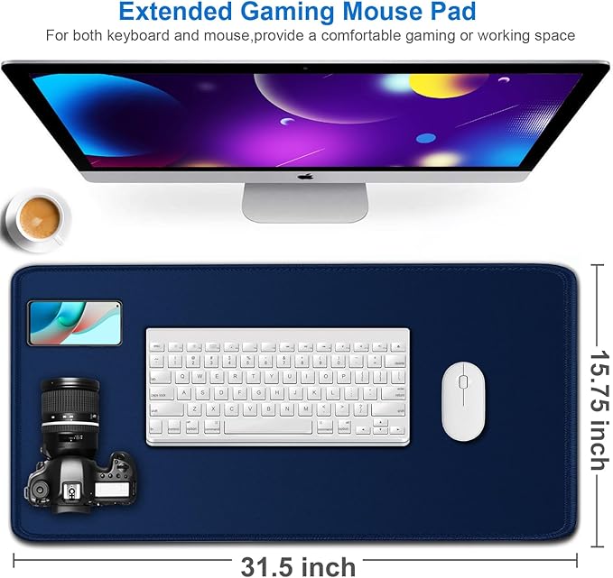 Large Mouse Pad, 31.5x15.7 inch Large Extended Computer Keyboard Mouse Mat - Image 2