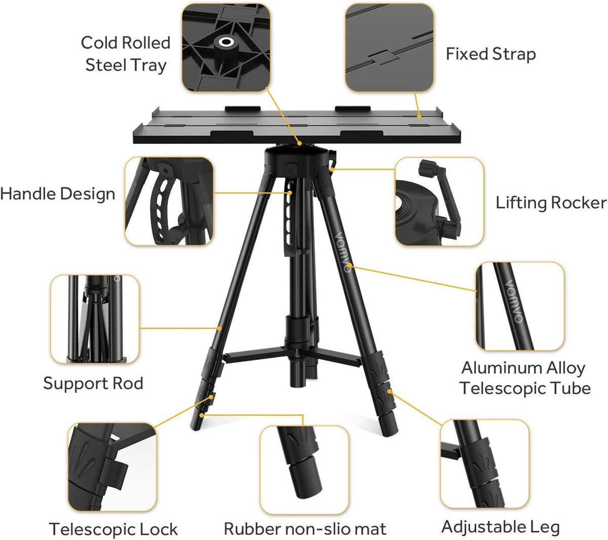 Vamvo Projector Mount, Portable Adjustable Projector Stand, Aluminum Tripod M...