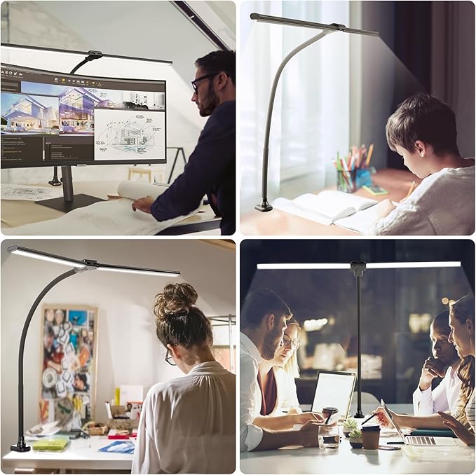 ShineTech LED Desk Lamp for Home Office, 4000K Neutral White Double Head - Image 4