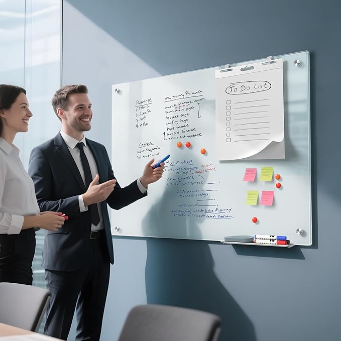 MaxGear Glass Whiteboard, Tempered Magnetic Dry Erase Board, Frameless Wall - Image 4
