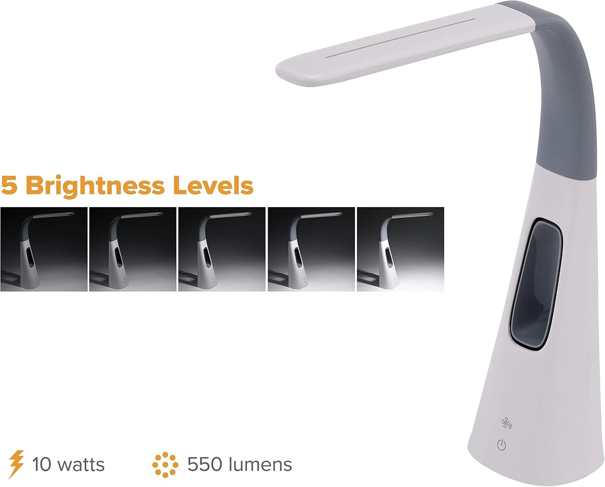 Bostitch Office VLED1603GR Desk Lamp with Bladeless Fan, Dimmable, Adjustable...