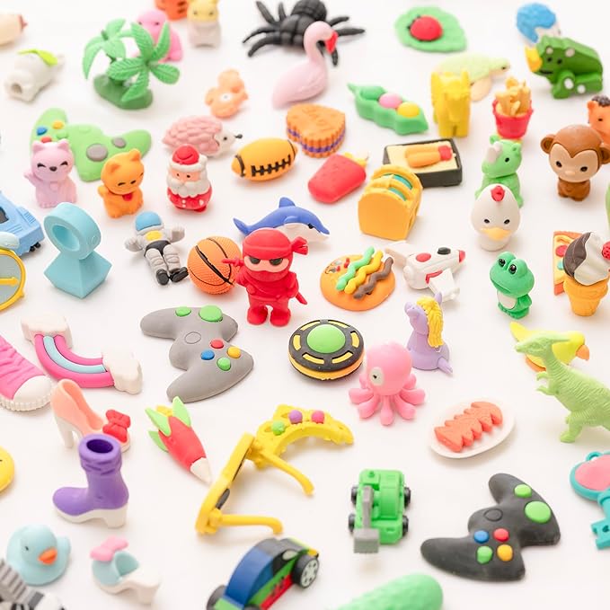 CLOCK KING 132pcs 3D Cute Kids Erasers, Random Desktop Pet Toys Gifts, - Image 4