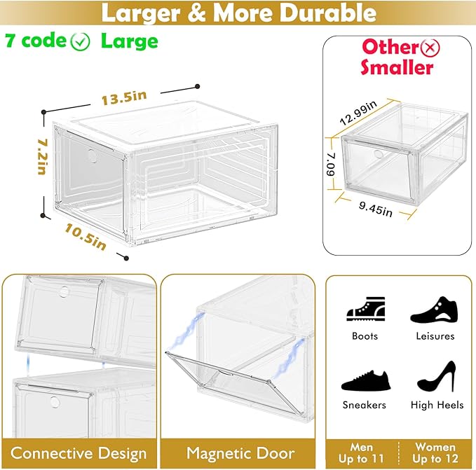 12 Pack Clear Shoe Storage Organizer - Image 3