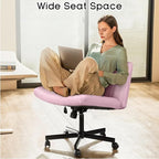 PUKAMI Criss Cross Chair with Wheels, Fabric Padded Armless Cross Legged Office - Image 3
