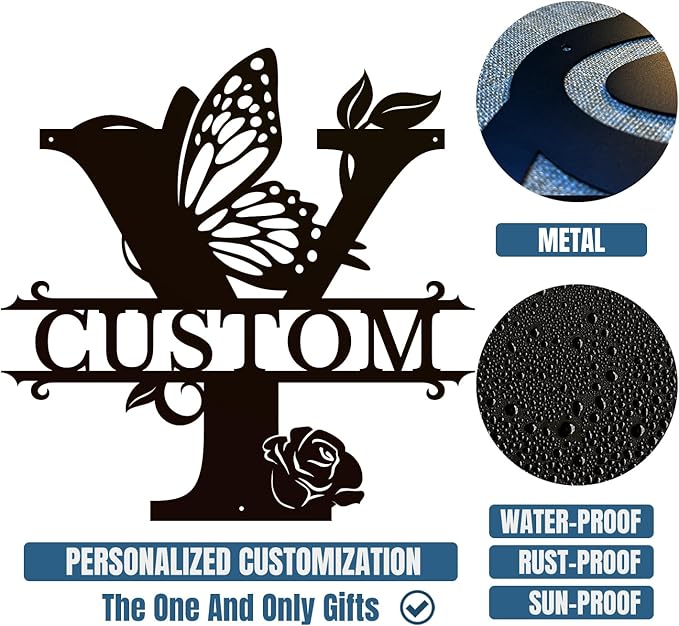 Personalized Custom Letter Name metal Signs, Custom Black Letter Monogram Wall - Image 6