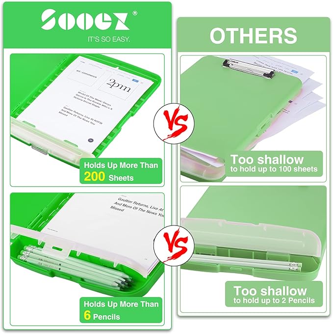 Sooez Clipboard with Storage, High Capacity Nursing Clip Board 8.5 x 11 with - Image 3