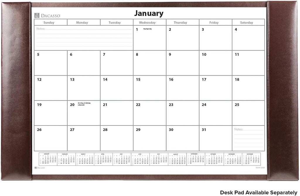 Dacasso Monthly Calendar Refill, 28.75" x 16.75", White (S2004 / S2004-O)