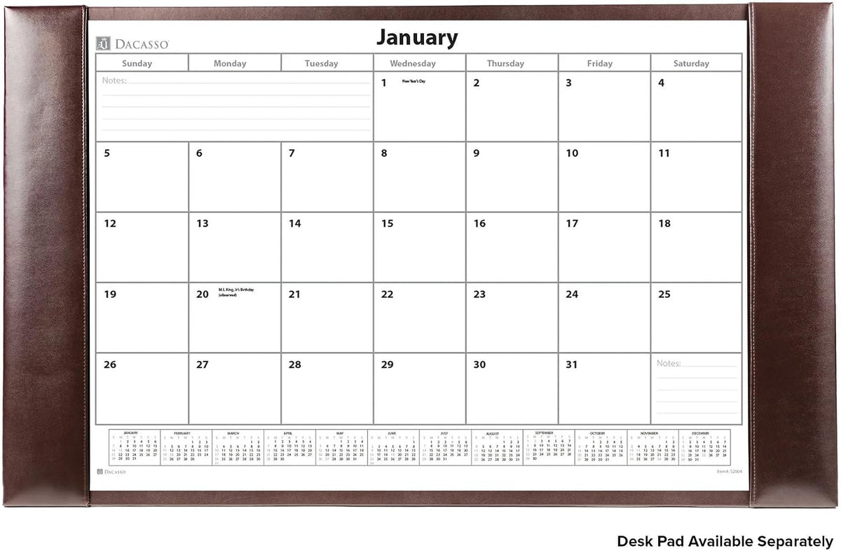 Dacasso Monthly Calendar Refill, 28.75" x 16.75", White (S2004 / S2004-O)