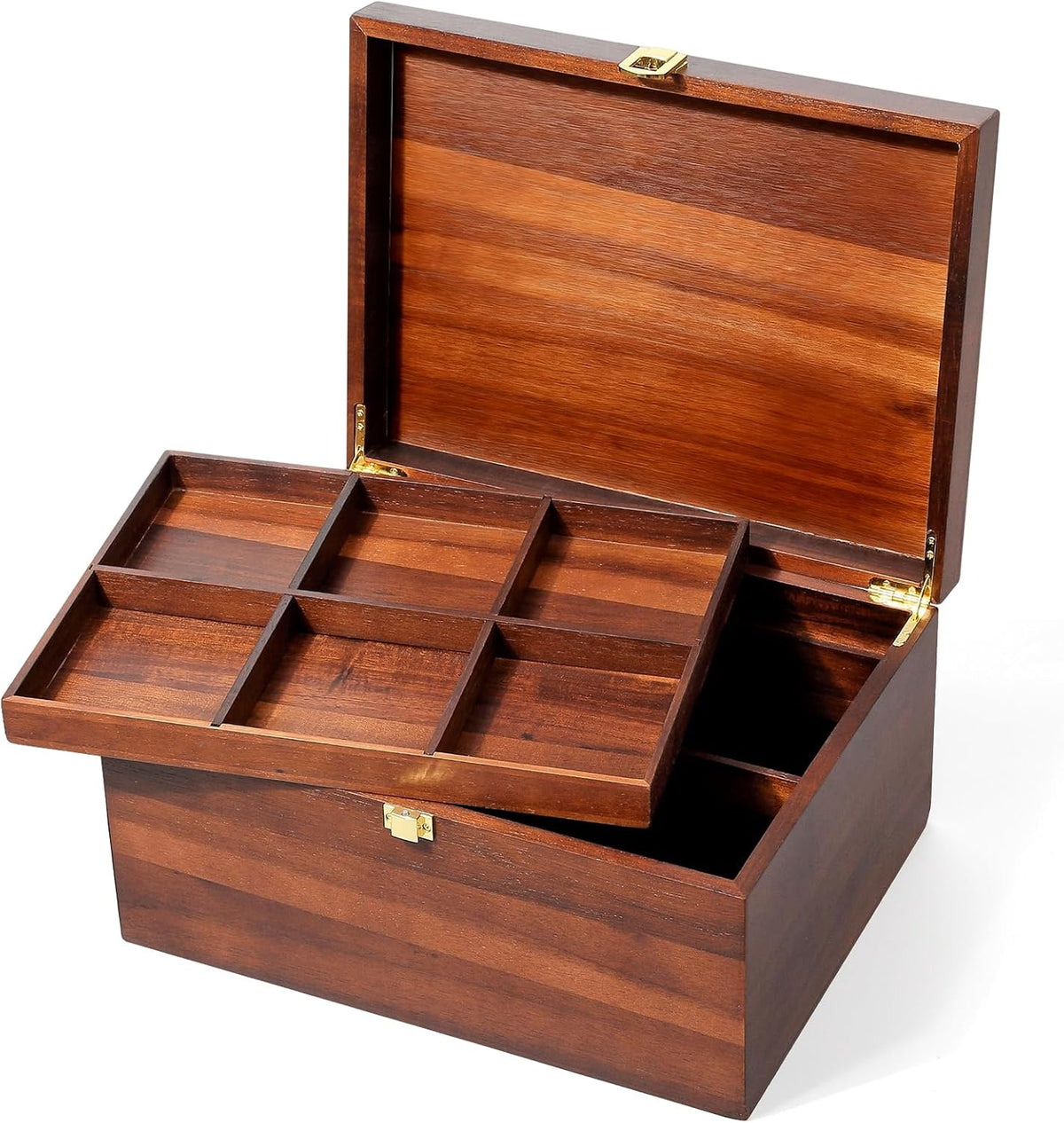 large wooden storage box with adjustable tray, 12.5, main product view