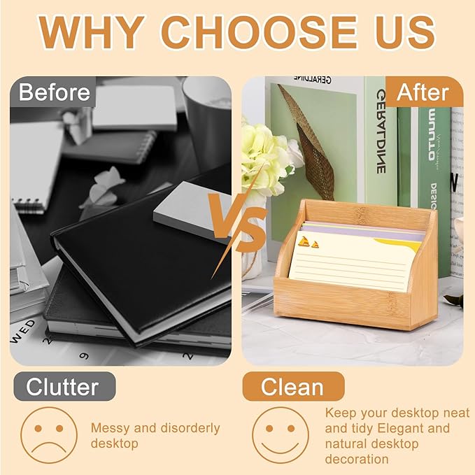 SHIQIKEJIPTY 4x6 Wood Index Card Holder Wooden Index Card Box Cards Display - Image 6