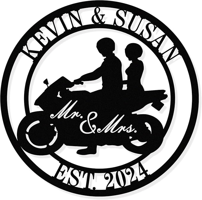 HYTSIGN Personalized Biker Couple Metal Sign, Custom Motorcycle Rider Wall Art by HYTSIGN