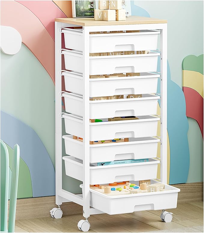 SYKIARIOL Rolling Cart with Drawers, 8 Drawer Rolling Cart, Rolling Drawer Cart by SYKIARIOL