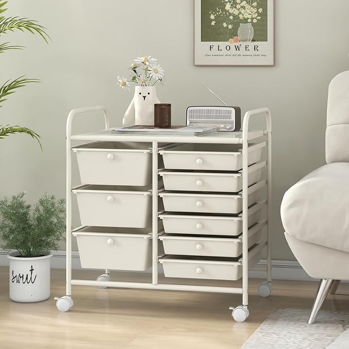 LDAILY 9 Drawer Rolling Storage Cart, Rolling Cart - Image 9