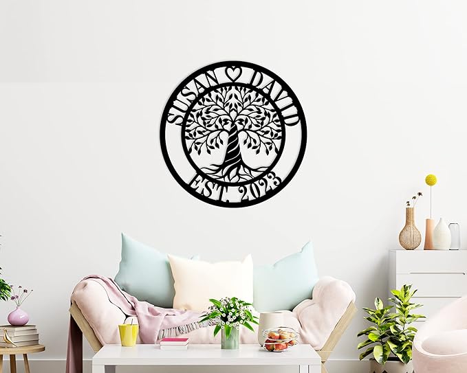 Personalized Tree of Life Metal Sign, Custom Family Name Metal Plaque, Monogram - Image 2