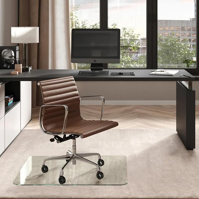Vitrazza Glass Chair Mat 36” x 42” Superior ¼ Thick, Chiaro Standard Clear by VitrazzaGlassOfficeChairMats