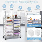 COSTWAY 15 Drawer Rolling Storage Cart, Utility Tools Paper Organizer on Wheels - Image 4