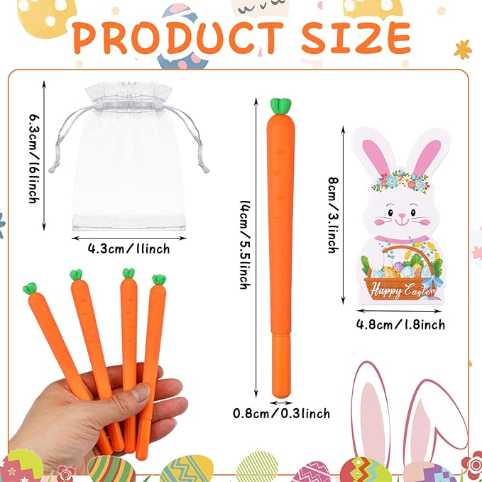 Eaasty 36 Set Easter Gifts Bulk Carrot Ballpoint Pens - Image 2