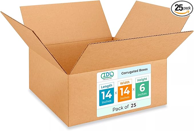 Medium Moving & Shipping Boxes 14"L x 14"W x 6"H by IDLPackaging