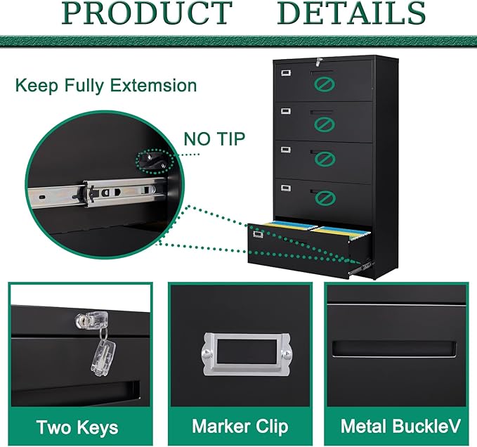 Letaya 5 Drawer File Cabinet - Image 4